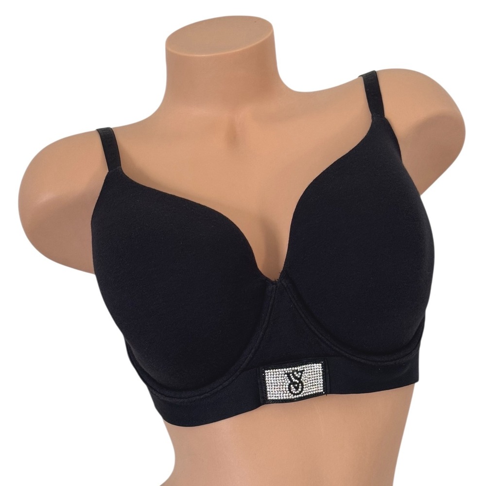 Victoria's Secret THE T-SHIRT 36DD Shine Patch Lightly Lined Demi Bra Black